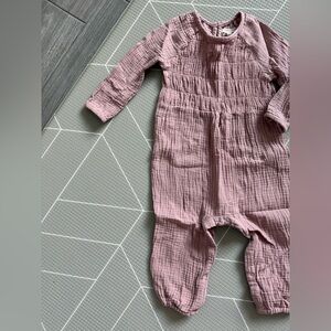 Grayson Collective|Baby girl blush Pink Long Sleeve jumpsuit,gauzy muslin•••Boho